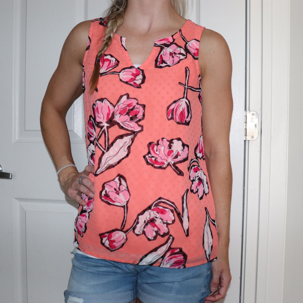 Coral Flower Blouse